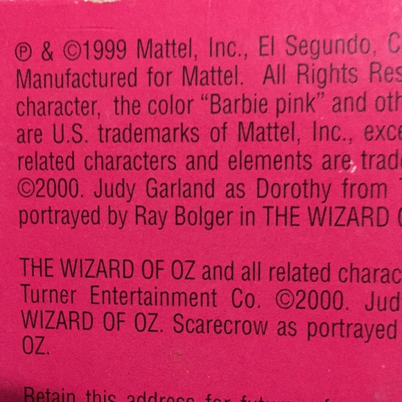 Vintage New in Box 1999 Mattel Barbie "Dorothy" The Wizard Of Oz with Toto. - Picture 7 of 9
